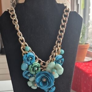 Floral Gold and Blue or Rose Necklace (J61)
